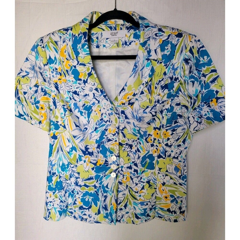 Le Suit Essential Women's Blazer Short-sleeve Size 14 Floral